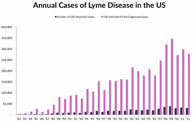 Annual cases of Lyme Disease in the U.S.